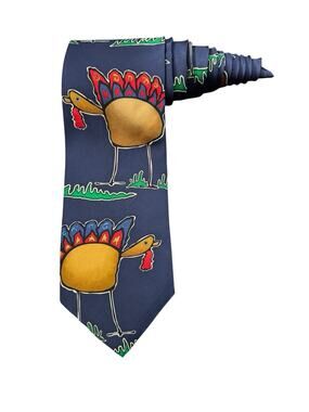 Save The Children Turkey Gobble Gobble Andrew Age 8 Vintage Necktie Silk
